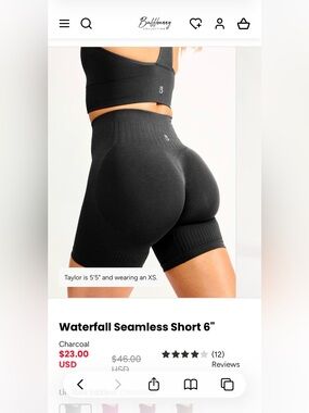 BuffBunny Collection Waterfall Seamless 6” Shorts – Charcoal – NWT – Small